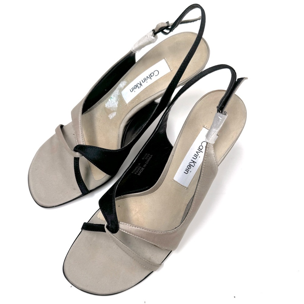 Calvin Klein Pamela Heels Size 6.5 Black Champagne NWOT Never Worn